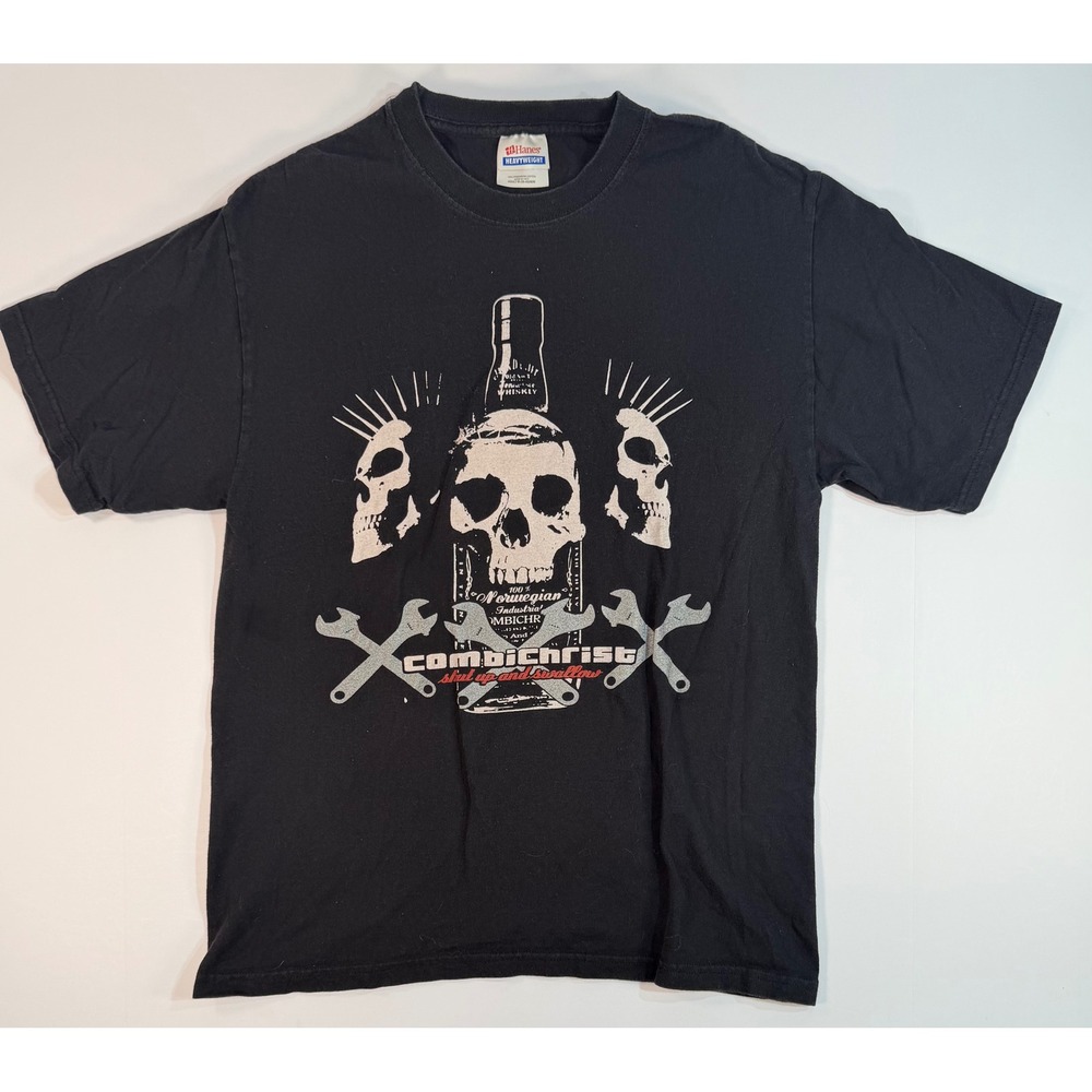 Combichrist Shut Up and Swallow Band T-Shirt Black Mens Medium Hanes Heavyweight